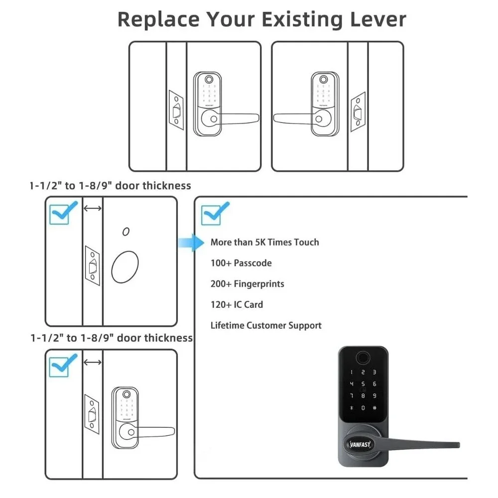 Smart‎ Lock Fingerprint Keyless Entry Locks with Touchscreen Keypad